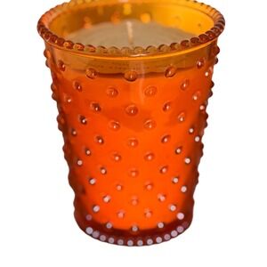 Simpatico Hobnail Glass Candle Orange Textured Single Wick Vegetable Wax Blend